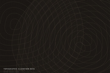 Topographic elevation data vector background, dark contour line map texture, abstract geographic terrain pattern for web design and print © Gullfam