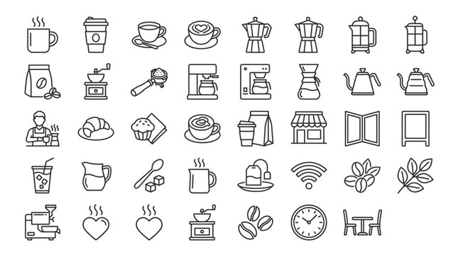 Variety of food and drink icons are displayed on a white background for 2026-05-28 reference.