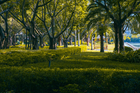 Xiamen Bay Park, China. Xiamen is a major coastal city in southeastern Fujian Province, China. It also known as "garden on the sea".