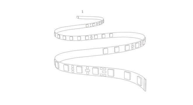 Flexible led light strip roll on white background with diode components for home interior lighting.
