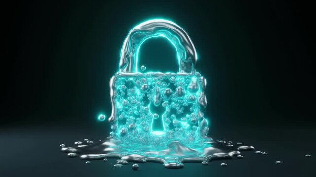 Melting Lock Symbolizing Security Breach and Data Loss.