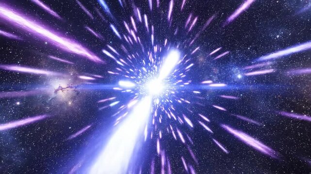 Hyperspace Jump Through Cosmic Nebula and Galaxies.