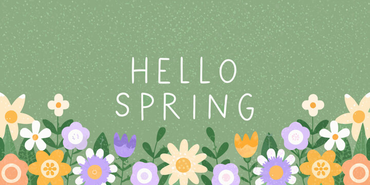 Floral ornament with text on a speckled green background vector illustration
