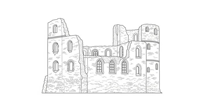 Historic Castle Architecture Stone Building.