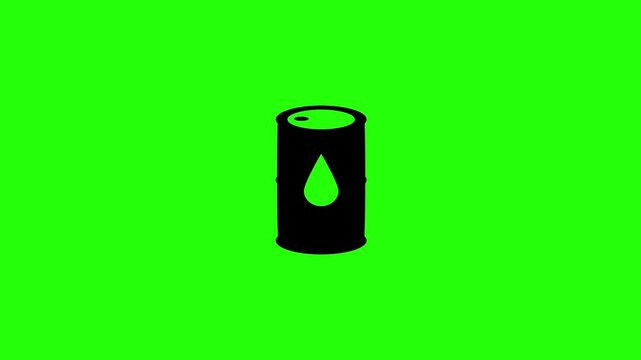 High quality 4K motion asset featuring a classic chemical industry crude oil drum barrel silhouette bouncing. Creative energy resource icon.