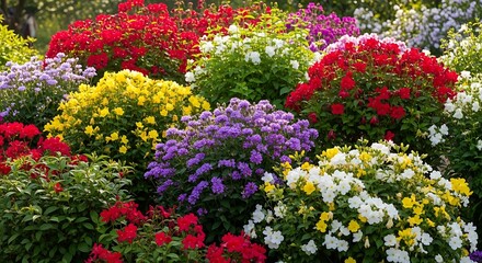 Obraz premium Vibrant multicolored flowers in garden.