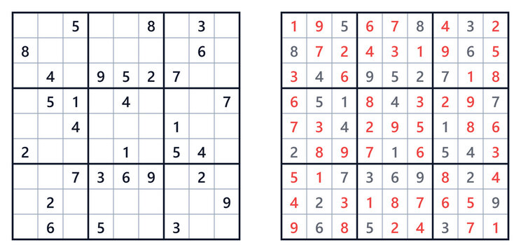Hard level sudoku printable worksheet for adults brain training and mental health awareness, vector graphic for websites