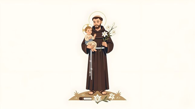 Saint Anthony of Padua Feast Day Celebration Vector Illustration