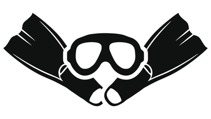 Minimalist Scuba Diving and Snorkeling Equipment Vector Illustration with Mask and Fins. Summer Water Sports and Ocean Adventure Concept Isolated on White Background. © Tanver