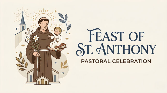 Saint Anthony of Padua Feast Day Celebration Vector Illustration