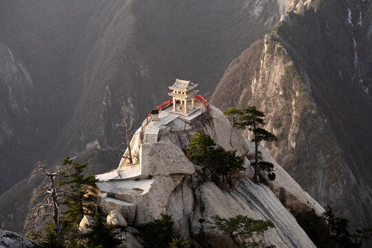 Huashan Cliff Ancient Pavilion Closeup