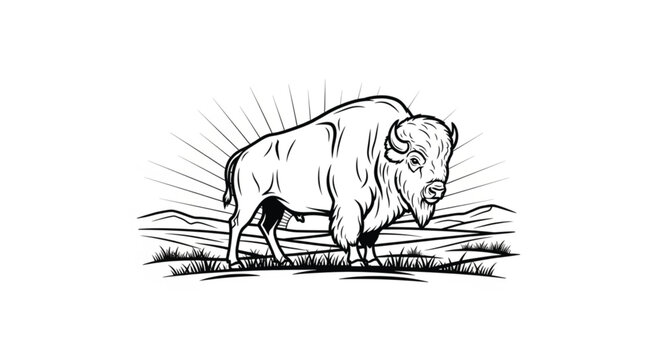 Large bison standing on grassy ground.
