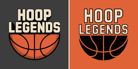 Retro hoop legends basketball graphic design with bold typography text © Vectyx