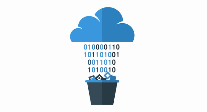 Cloud Computing Data Deletion and Digital Storage Cleanup Illustration Concept