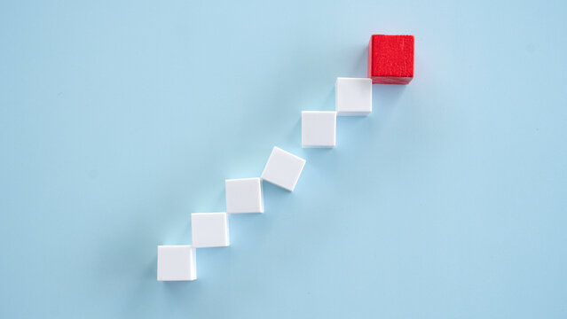 Business risk concept with a falling step in a growth chart metaphor for failure or instability