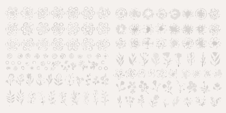 Floral ornament vector set on a light beige background