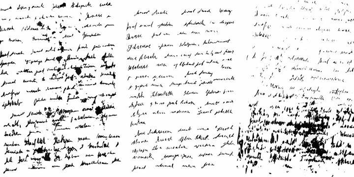 Handwritten notes and ink splatters textured grunge background