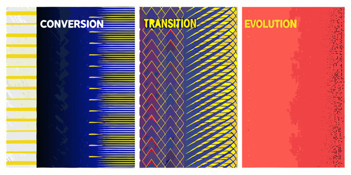 Geometric pattern set with yellow blue and red color schemes