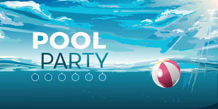 Beach ball and water pattern with blue sky background vector illustration