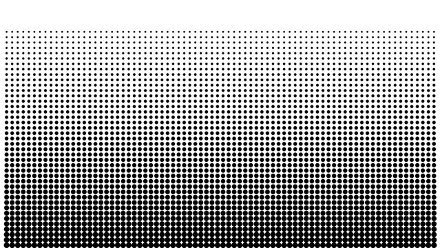 Abstract Black Halftone Dots Gradient Overlay PNG, Large to Small Dot Fade Effect on Transparent Background