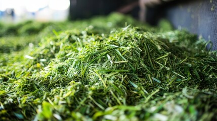 Obraz premium Shredded Grass Prepared for Biogas Production