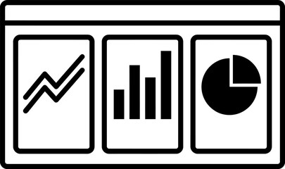 Obraz premium Professional dashboard layout icon showcasing a line graph bar chart and a pie chart section