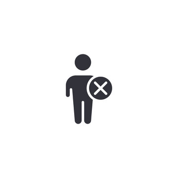 Worker with cancellation mark icon representing employee dismissal, workforce downsizing, job termination, and human resources actions.