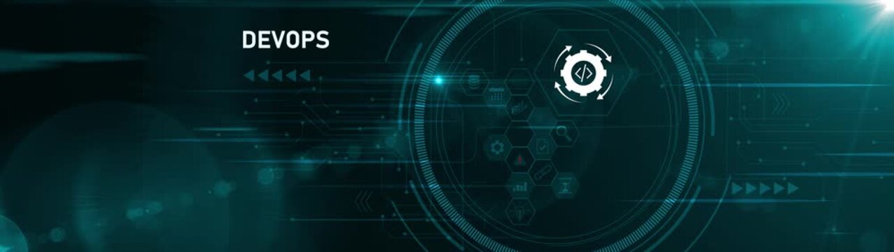 Software engineer hand holding DevOps interface on digital screen, continuous integration delivery, automation workflow, development operations and Motion graphics of devops concept