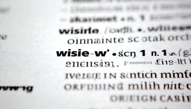 A close-up of a dictionary page showing a word definition with blurred surrounding text