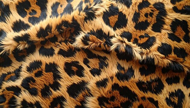 A close-up of a fuzzy fabric with a leopard print pattern
