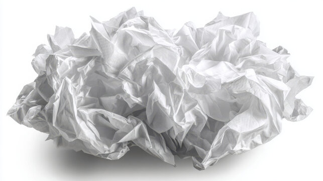 Crumpled white paper on isolated white background