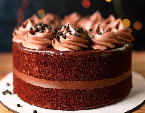 close up of devil s food cake with black pepper buttercream