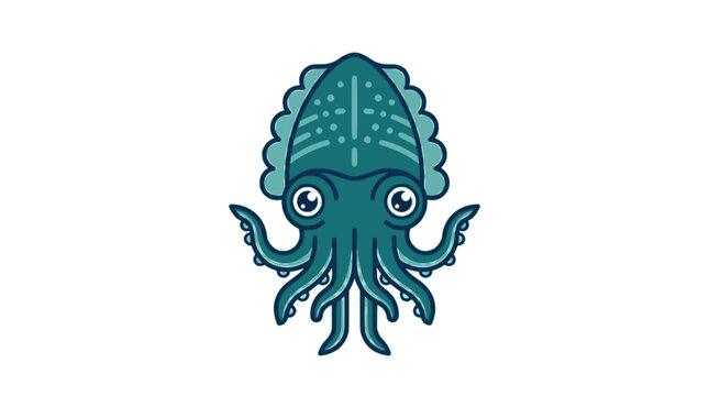 Cuttlefish flat vector illustration cute cartoon icon design