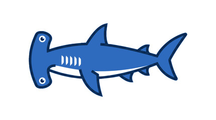 Fototapeta premium Hammerhead Shark flat vector illustration cute cartoon icon design
