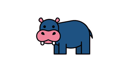 Fototapeta premium Hippo flat vector illustration cute cartoon icon design