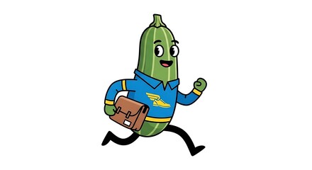 Obraz premium Cartoon green alien riding skateboard.