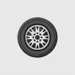 Obraz premium black car tire with silver rim isolated on gray background