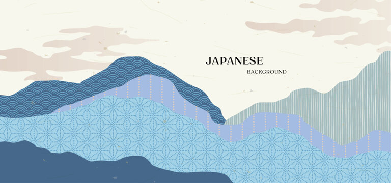 抽象的な風景とクールな和柄の背景