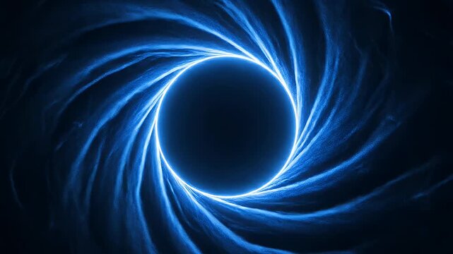 Glowing Circle Ring in Deep Dark Surroundings Showing Neon Light Circle