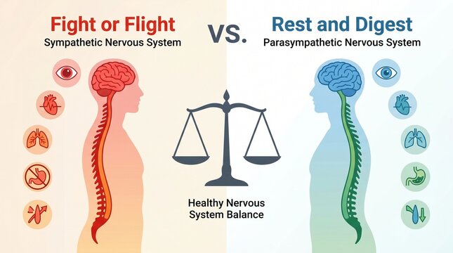 Sympathetic vs parasympathetic nervous system infographic