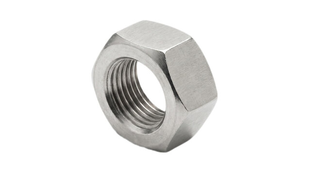 Single stainless steel nut isolated on transparent background 