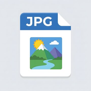 Colorful mountain landscape illustration in JPG file icon style vector design