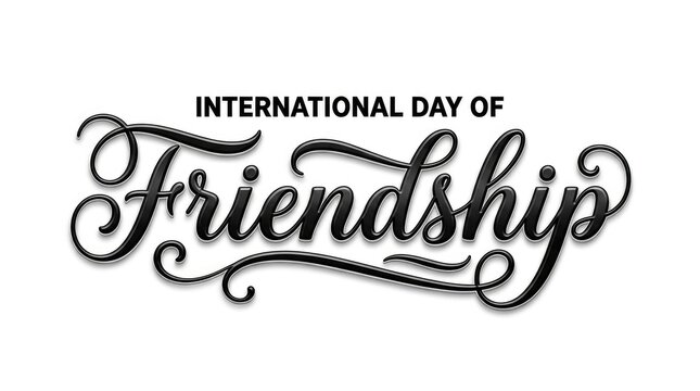 International day of friendship calligraphy design with flourishes