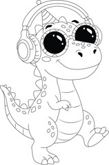 Cute Dinosaur Coloring Page for Kids – Simple Printable Coloring Book Illustration © MSTASSFI