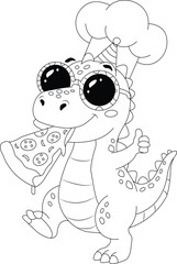 Cute Dinosaur Coloring Page for Kids – Simple Printable Coloring Book Illustration © MSTASSFI