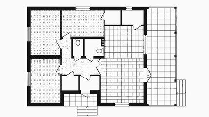 Fototapeta premium Professional architectural floor plan and blueprint showing a modern house layout and residential design for a creative architectural drawing project