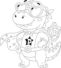 Cute Dinosaur Coloring Page for Kids – Simple Printable Coloring Book Illustration © MSTASSFI