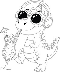 Cute Dinosaur Coloring Page for Kids – Simple Printable Coloring Book Illustration © MSTASSFI
