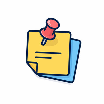 A yellow sticky note with a red pushpin on top, symbolizing a reminder or important message