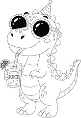 Cute Dinosaur Coloring Page for Kids – Simple Printable Coloring Book Illustration © MSTASSFI